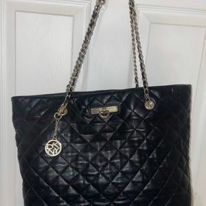 DKNY quilted black tote/ matching wallet